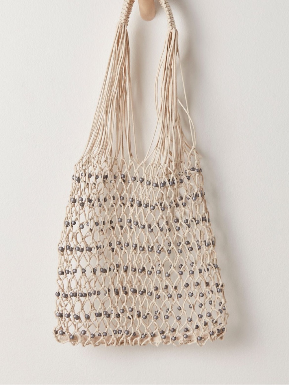 Free People Wishing Well Beaded Tote Beach Market Crochet Macrame Pool Bag - Picture 3 of 6